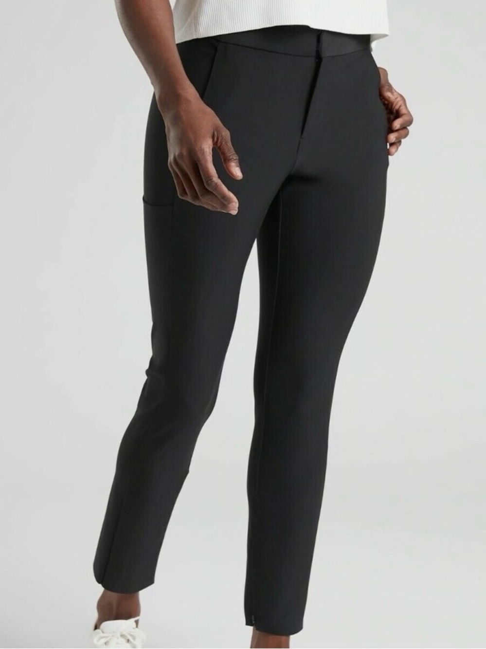Athleta Black Stellar Trouser Ankle Zipper Pants Size 2